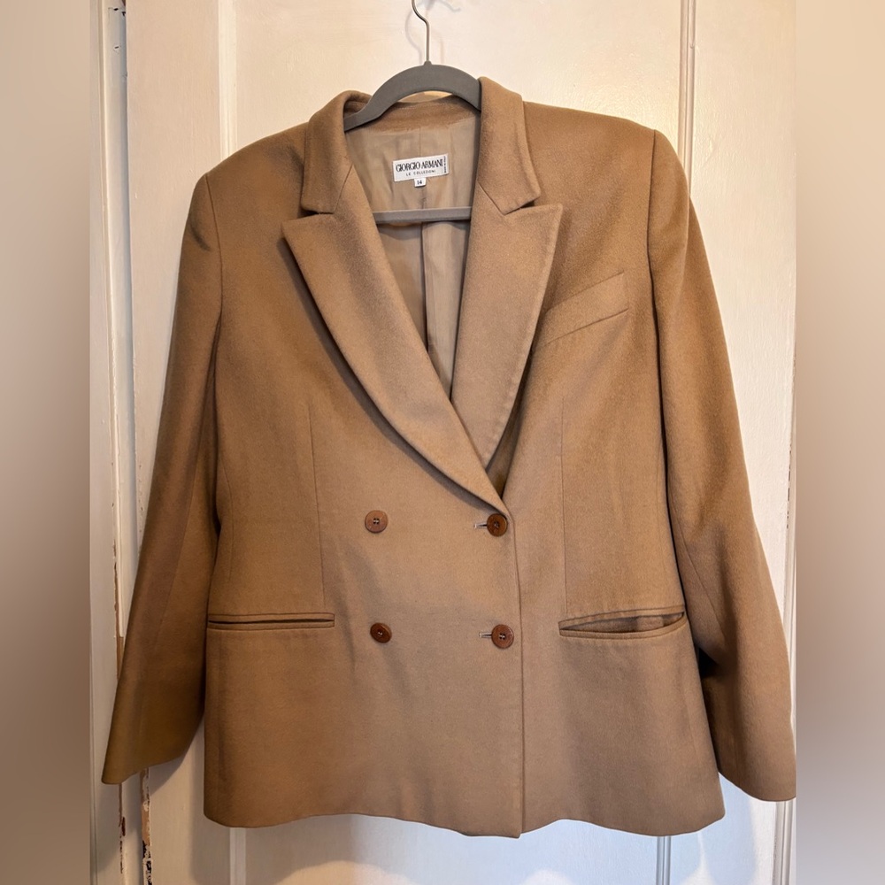 Giorgio Armani Le Collezioni 100% Cashmere Double Breasted Blazer 14 Vintage